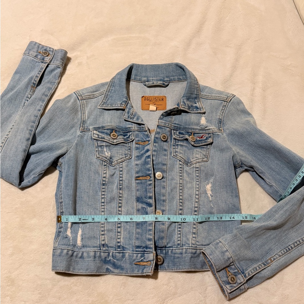 Hollister Blue and Tan Denim Jacket